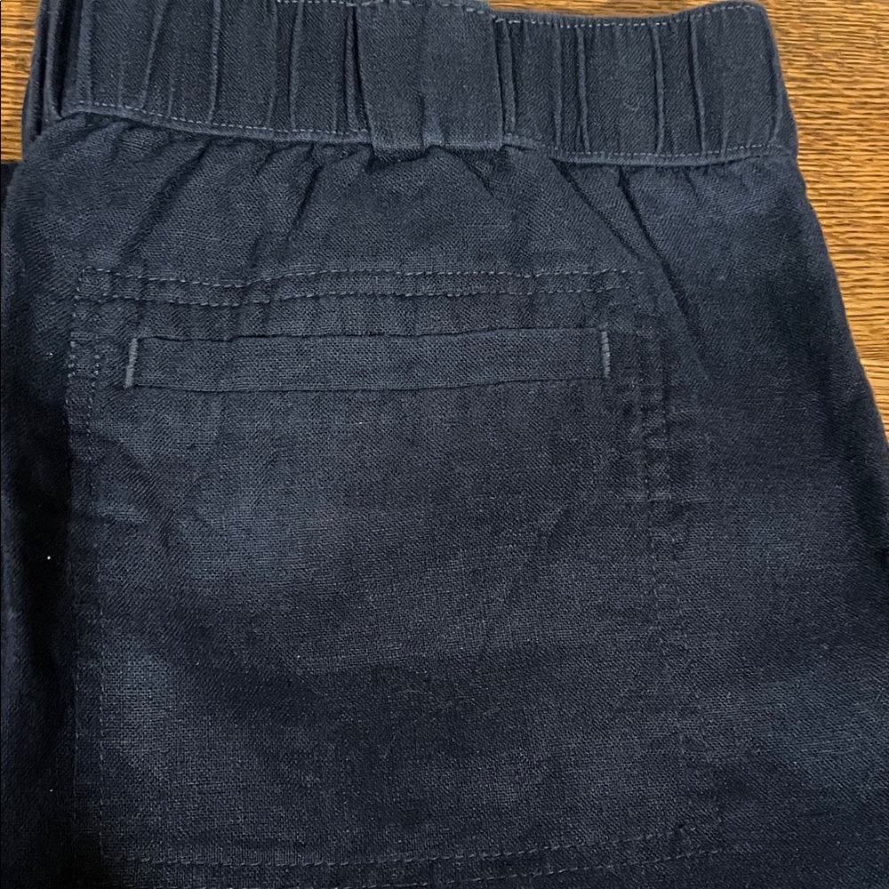 Women's Linen Navy Wide Leg Pants - Picture 2 of 5
